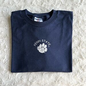 Vintage Penn State Shirt Tee Mens Large Navy Spell Out Nittany Lions Paw Print